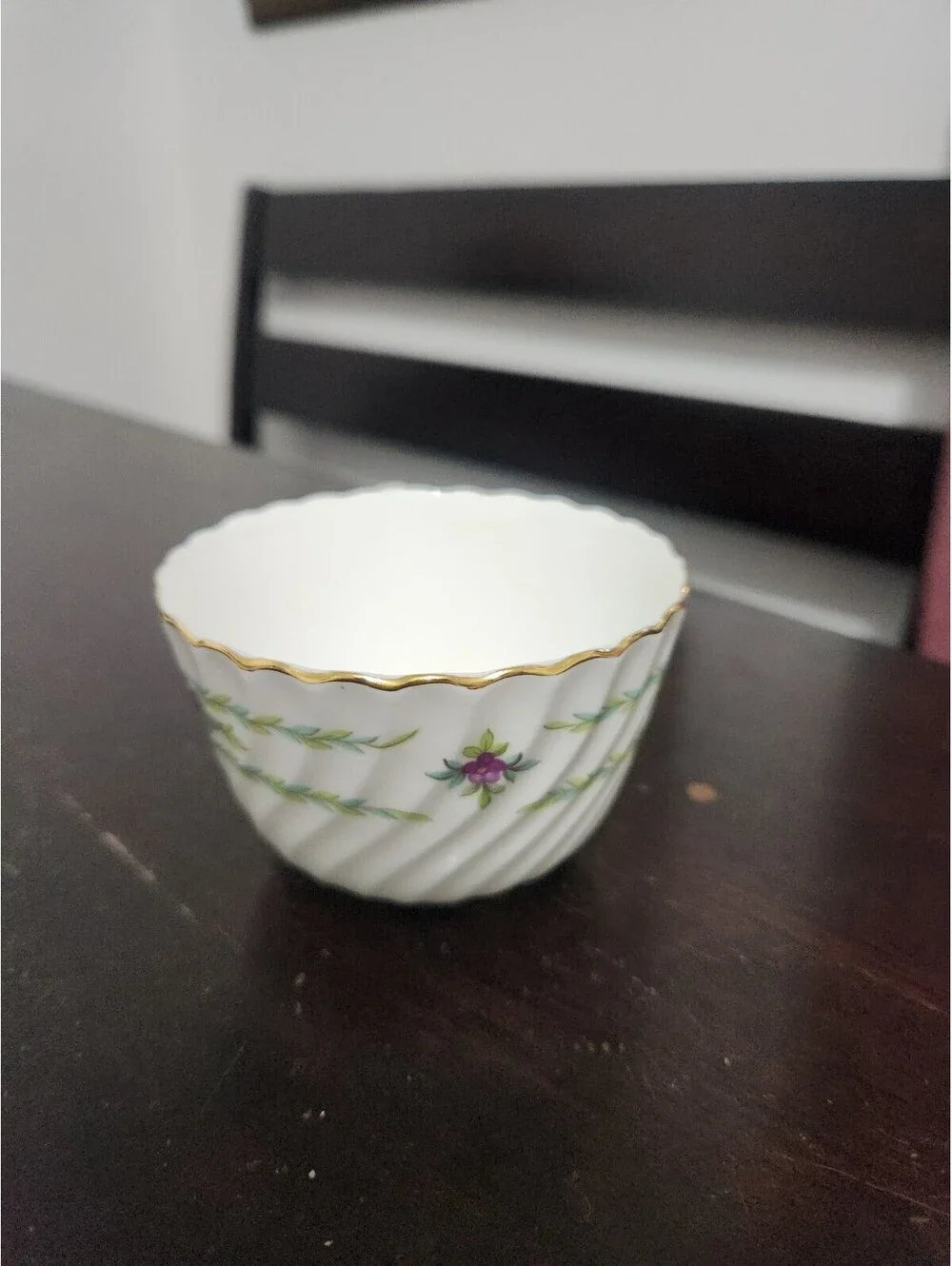 Mintons Chiltern Set Of 4 Floral Painted Porcelain Cup & Saucer Set, White/Gold
